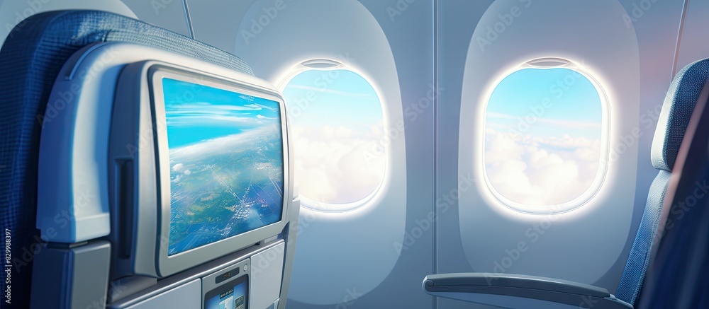 Poster in flight multimedia system with copy space image