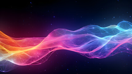 Fototapeta premium Digital color neon neural networks abstract poster background