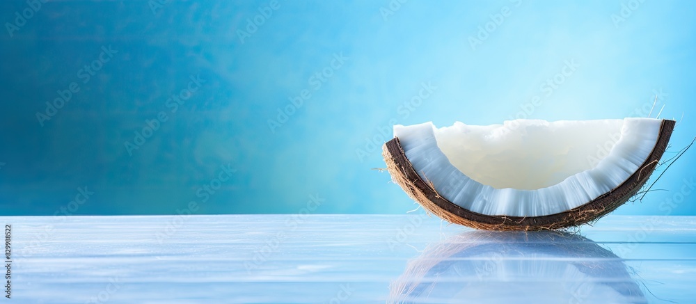 Fototapete coconut slice isolated on abstract backdrop with copy space image