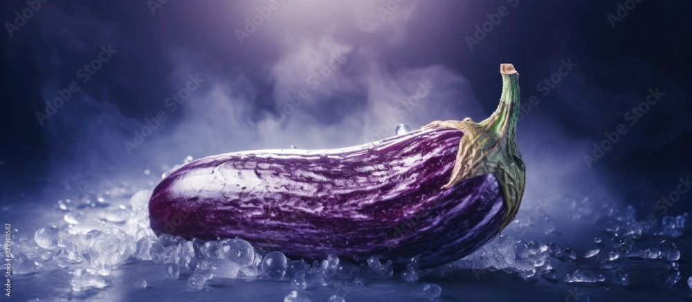 Aufkleber close up view of a frozen aubergine eggplant with ample copy space image