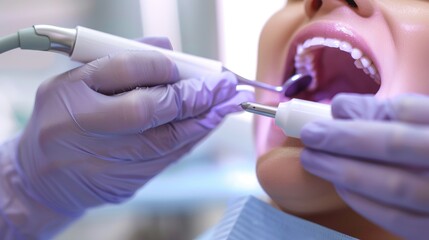 Close-Up of Dental Professional Performing Examination.