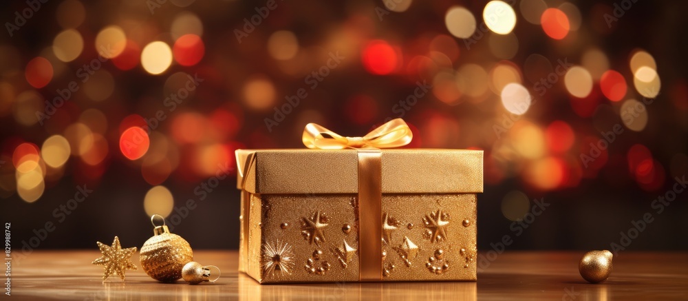 Aufkleber a festive christmas decoration displayed on a table beautifully presented in a golden box with ample
