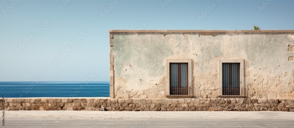 Poster a historic mediterranean coastal building with an old stone facade offering a beautiful backdrop for