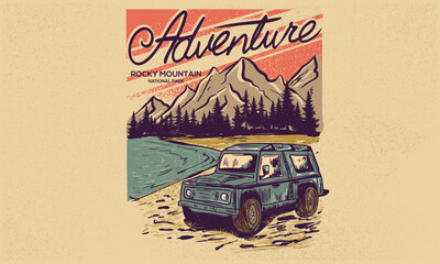 Rocky Mountain. Mountain vintage design. Life is better in the mountain. Outdoor adventure graphic print design.