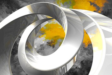 bright yellow and shades of grey creative mobius ring  pattern