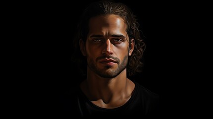 Fototapeta premium Elegant Charisma: Handsome Man on Black Background