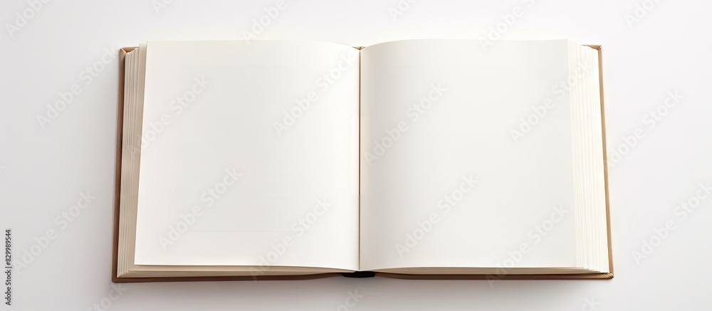 Aufkleber A blank book or diary devoid of any content is located on a white surface providing ample space for text or images