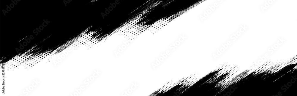 Poster Halftone texture with dots. Abstract torn monochrome halftone background. Scrathed dotted texture element.
