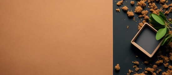 Abstract blank paper texture background with craft material and creative concept This stationery mockup flatlay backdrop features a brand identity design mockup for a holiday branding template and no