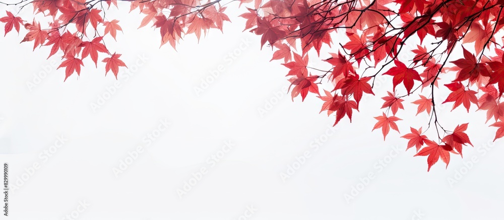 Aufkleber Autumn s red leaves of a tree elegantly contrast against a pristine white background creating a visually pleasing copy space image