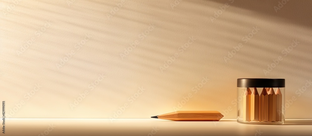 Poster A copy space image featuring pencils and a pencil sharpener on a backlit paper