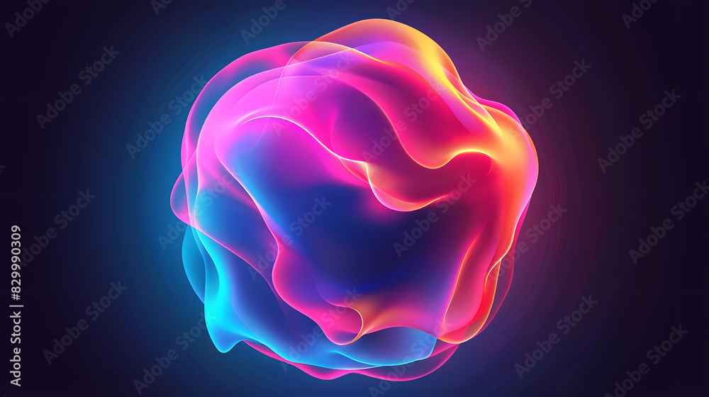 Wall mural poster collection with abstract colorful gradient sphere. glowing vibrant liquid gradient shape on d