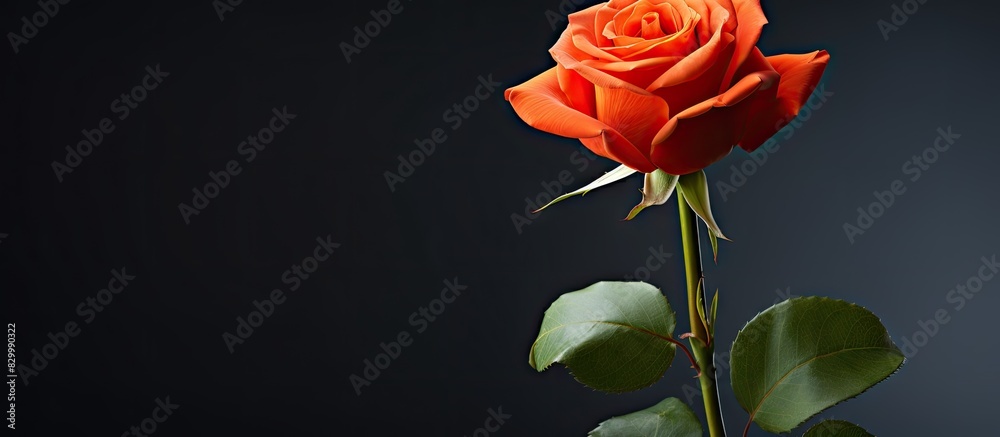 Poster An artificial rose placed on a background with empty space for an image. with copy space image. Place for adding text or design