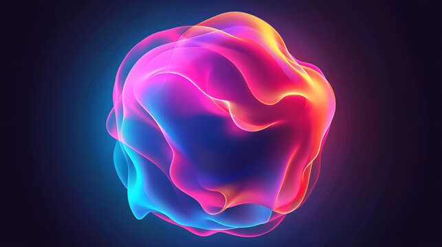 Poster collection with abstract colorful gradient sphere. Glowing vibrant liquid gradient shape on dark background. Design template for flyer, social media, banner, placard. Vector ill. Generative AI.