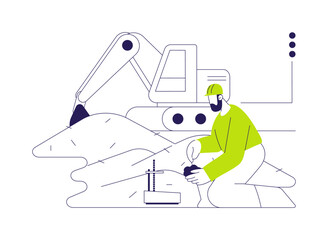 Construction site soil testing abstract concept vector illustration.