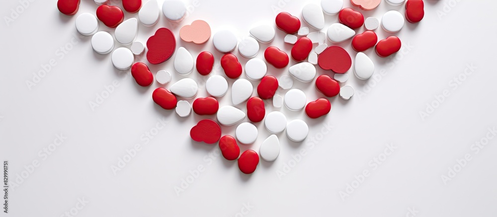 Poster heart medication depicted on a white background with copy space for image