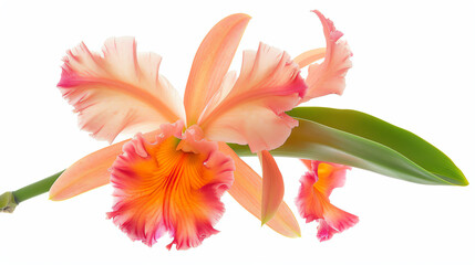 Naklejka premium Cattleya, single bloom, isolated on white background