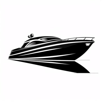 recommend clip art: AI generated illustration of a speedboat on white background