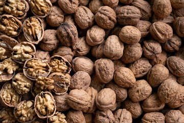 Fresh walnuts sold in the market