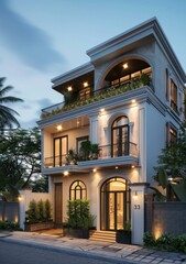 Obraz premium Modern White Villa Boasting Luxury Design
