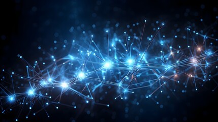 Fototapeta premium Futuristic Artificial Neural Network Concept with Glowing Binary Code Transmission Lines