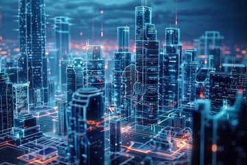 Fototapeta premium Visualizing Advanced Architectural Software: A Futuristic Skyline