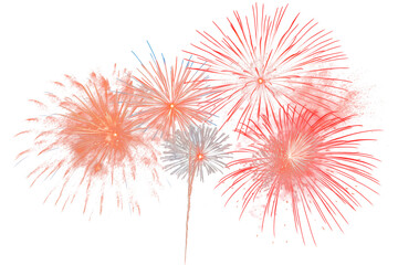 Obraz premium festive fireworks on an isolated transparent background. Fireworks png, salute, explosion png