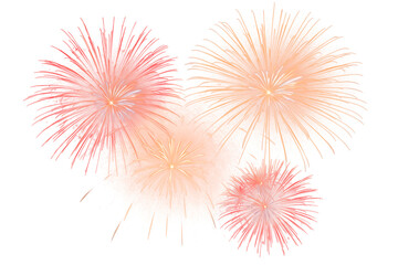 festive fireworks on an isolated transparent background. Fireworks png, salute, explosion png