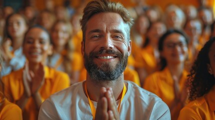 Target growth, finance team and diversity of business group clapping for support and happiness. Company success. Generative AI