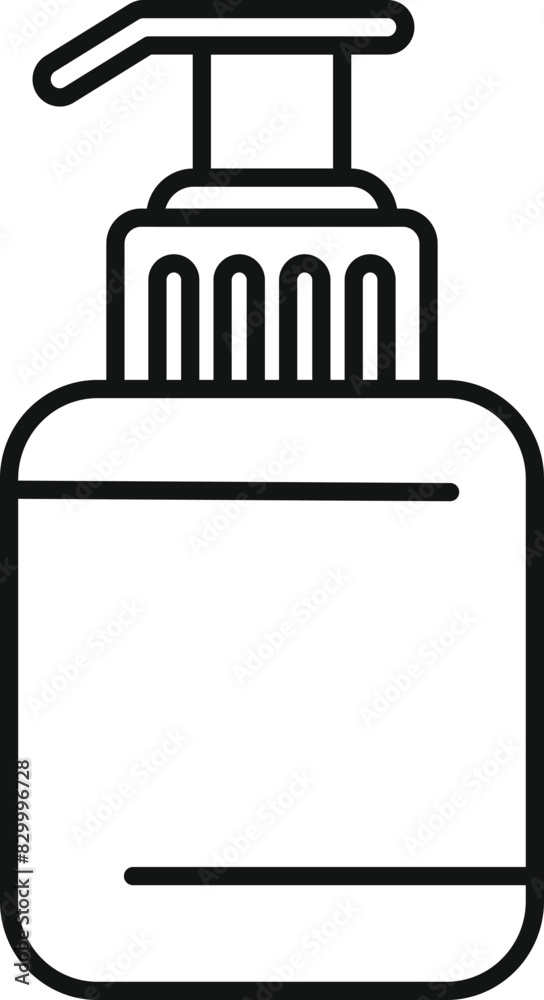 Wall mural black and white line art of a liquid soap pump bottle, suitable for hygienerelated designs