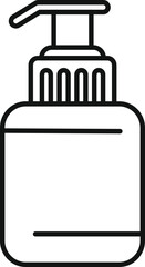 Black and white line art of a liquid soap pump bottle, suitable for hygienerelated designs