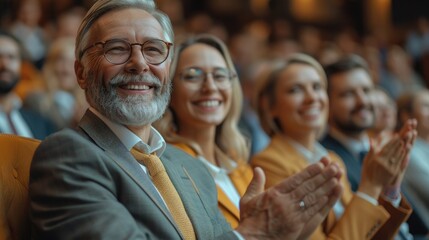 Obraz premium Target growth, finance team and diversity of business group clapping for support and happiness. Company success. Generative AI