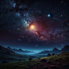 Naklejka premium Sunrise view captured,抉择 (jué zé) between space and desert: a fiery orb emerges on the horizon