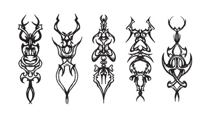 Tribal tattoo vector illustration with black metal elements for music artwork street wear symbol