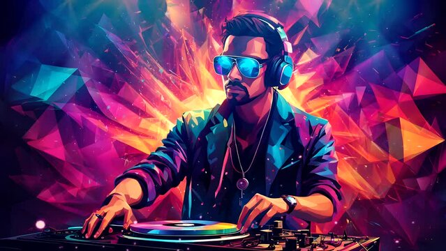 Dj in action. Seamless looping time-lapse 4k video animation background