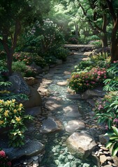 The babbling brook in the garden