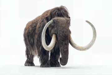 A full-body portrait of a prehistoric Wooly Mammoth. Isolated on white