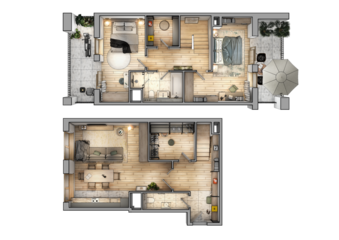 Layout of the apartment. Interior design. 3d visualization