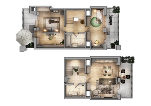 Layout of the apartment. Interior design. 3d visualization
