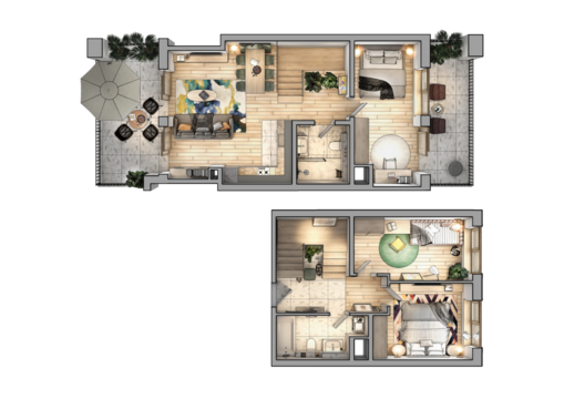 Layout of the apartment. Interior design. 3d visualization