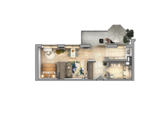 Layout of the apartment. Interior design. 3d visualization