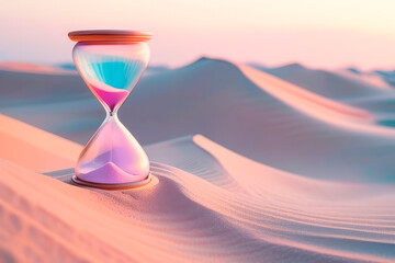 Hourglass on an abstract background in the desert