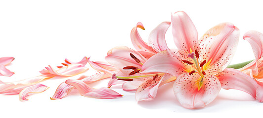 Lily, petals, isolated on white background