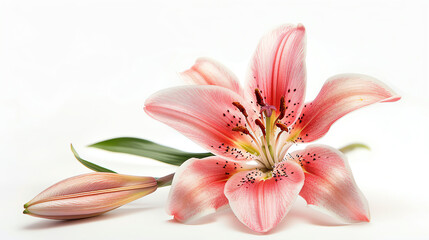 Fototapeta premium Lily, single bloom, isolated on white background