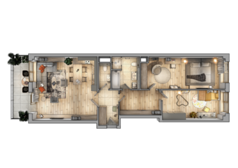 Layout of the apartment. Interior design. 3d visualization