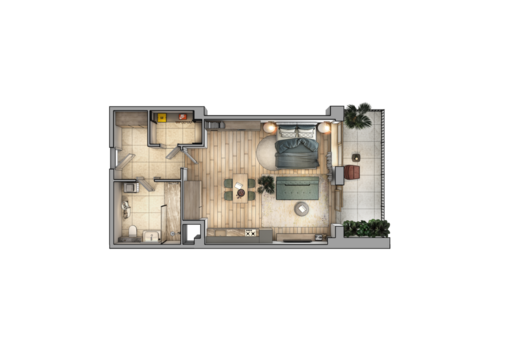 Layout of the apartment. Interior design. 3d visualization