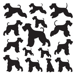 Airedale Terrier Dog Silhouette Vector Set