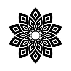 Abstract Flower Icon. Decorative Radial Circle Design Element. 