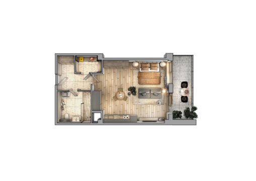 Layout of the apartment. Interior design. 3d visualization