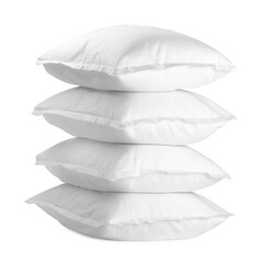 Stack of soft pillows isolated on white